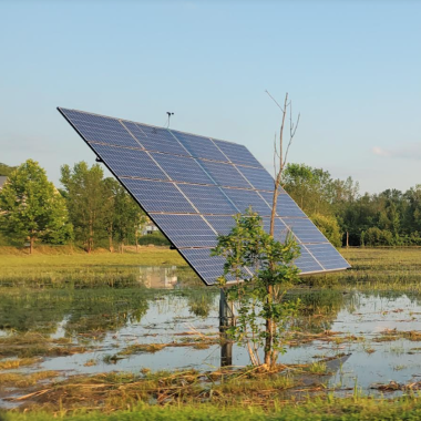 Solar Panel on flooded field